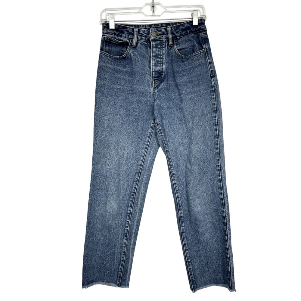 John Galt Brandy Melville Straight Leg Jeans Womens M Blue High Rise Raw Hem